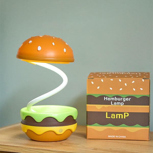 Cute Hamburger Night Light - Brown - Black - Rechargeable - ApolloBox