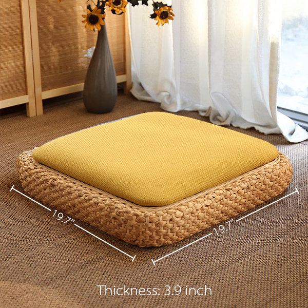 Pxcl Cotton Chair Cushion, Japanese Style Tatami Square Floor