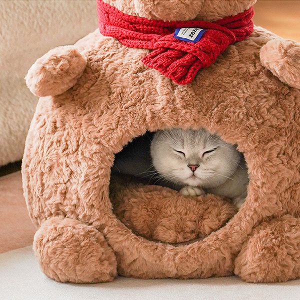 Teddy bear cat clearance bed