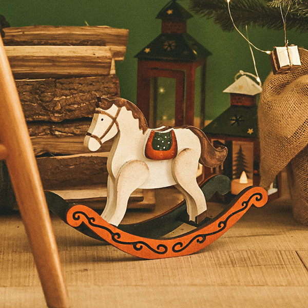 Handmade Wood Horse Toy Ornament - A Unique Christmas Decor - Vintage Photography Prop