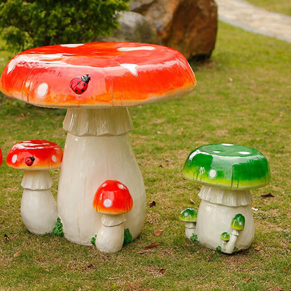 Outdoor mushroom discount table and stools