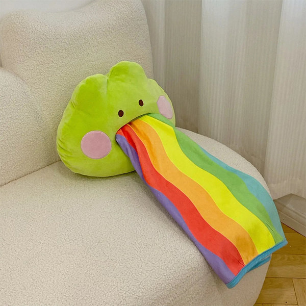Rainbow Frog Pillow Blanket - Polyester - Cotton - Double the Joy -  ApolloBox