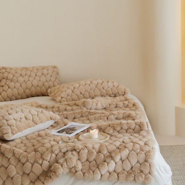 Cozy Warmth Blanket - White - Khaki - Brown - Elegant Tufted Design from  Apollo Box