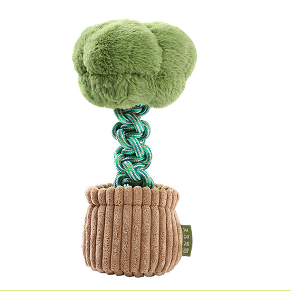 Pet Squeaky Entertainment Toy - Green - Yellow - Plush Tree Delight -  ApolloBox