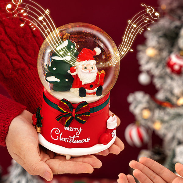 Santa Claus riding a sleigh Christmas gift exchange gift Christmas crystal  ball music box home decoration