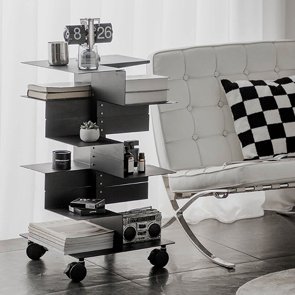 Mobile Iron Art Storage Rack - Black - White - Easily Maneuverable on Sleek  Wheels from Apollo Box