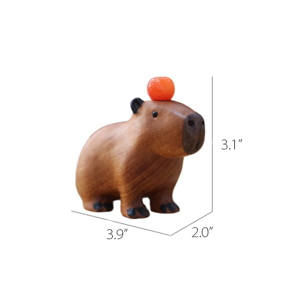 Handcrafted Wooden Capybara Decoration - Detailed Artistry - ApolloBox