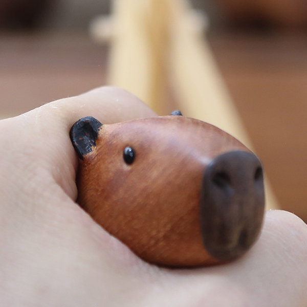 Handcrafted Wooden Capybara Decoration - Detailed Artistry - ApolloBox