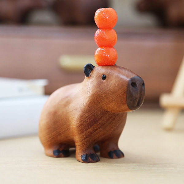 Handcrafted Wooden Capybara Decoration - Detailed Artistry from Apollo Box