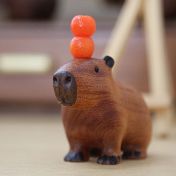 Handcrafted Wooden Capybara Decoration - Detailed Artistry from Apollo Box