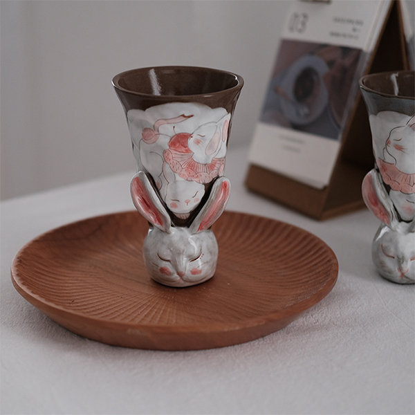 Cute Bunny Mug - Glass - White - Gray - 3 Colors from Apollo Box