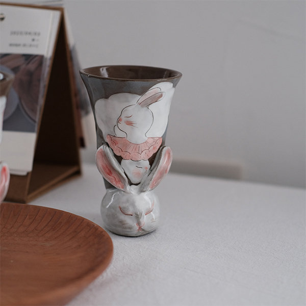 Cute Bunny Mug - Glass - White - Gray - 3 Colors from Apollo Box