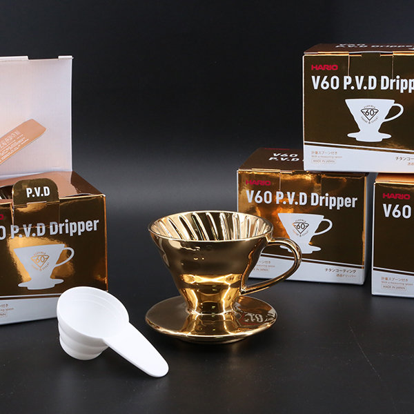 Titanium-Gold Hario V60 Coffee Dripper - ApolloBox