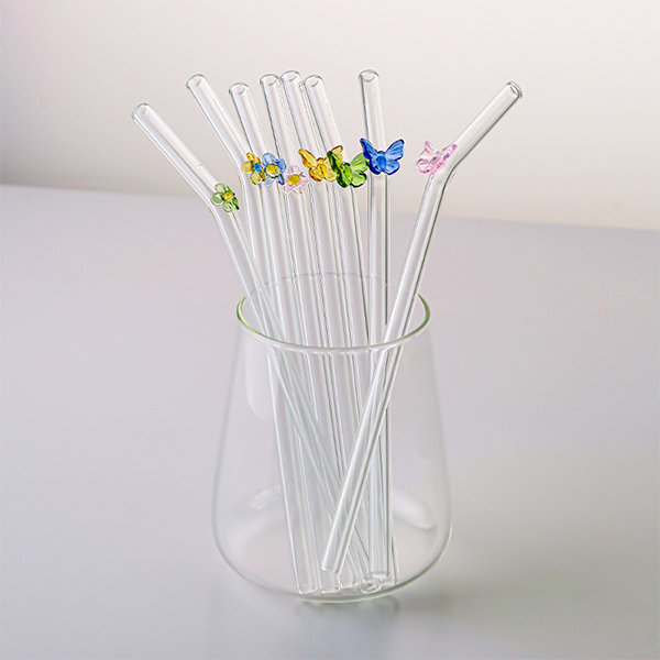 Colorful Flower Glass Straws
