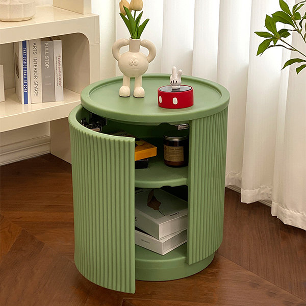 Innovative Storage Side Cabinet - Green - Beige - Space-efficient Multi-tier Design