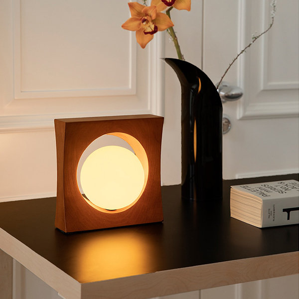 Moon Cherry Wood Table Lamp - Soft Ambient Light - Minimalistic Design