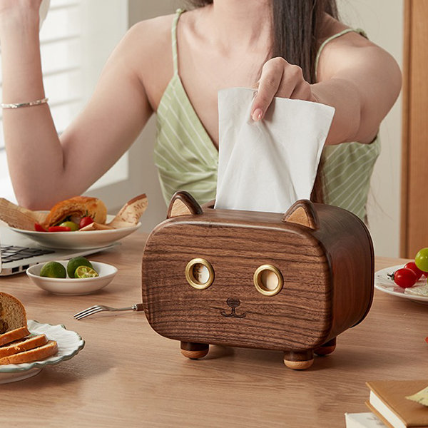 Cute Bear Toilet Paper Holder - Black Walnut Wood - ApolloBox