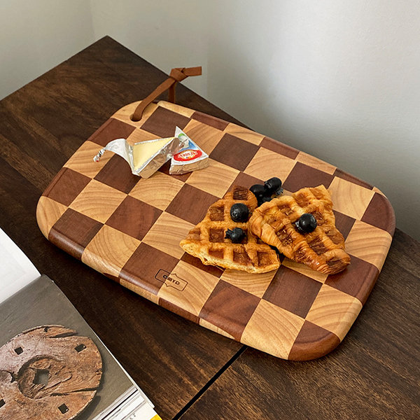 Checkered Cutting Board - Acacia Wood - 3 Patterns - ApolloBox