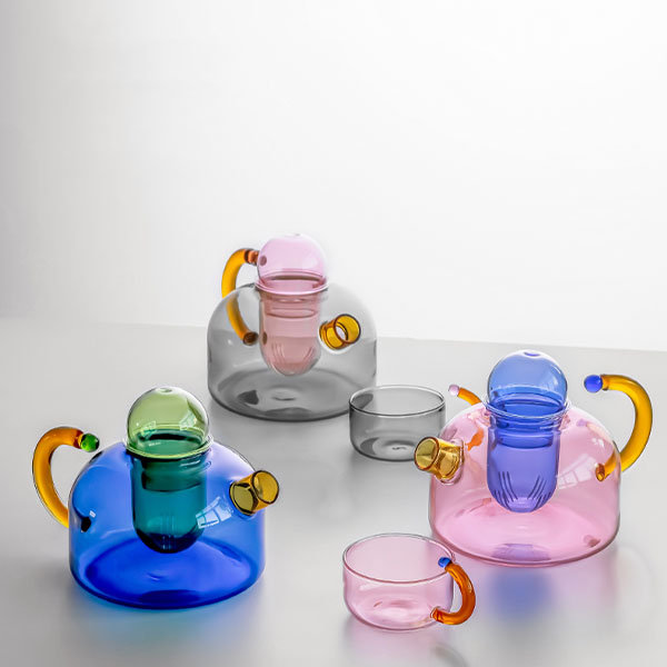 Color-Contrast Tea Separation Filtering Teapot Set - High-Temperature Resistant Glass