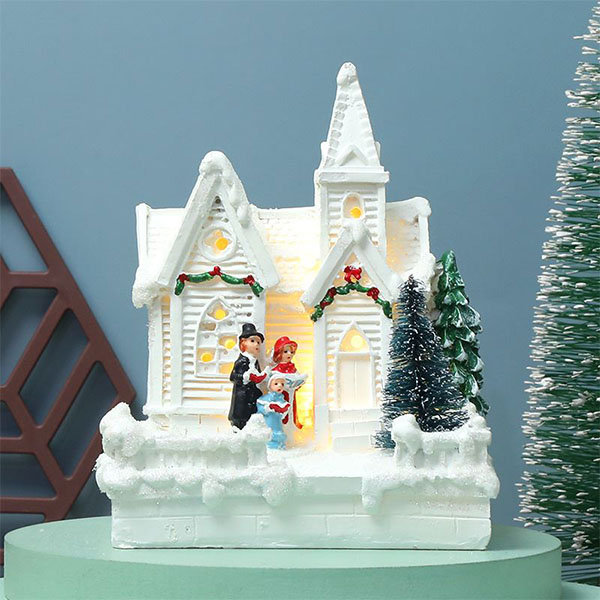 European Village Beautiful Building Holiday Decor Resin Xmas Ornament Gift  Year Decor Crafts First Christmas Decor Gifts Kitchen 2023 Family Christmas