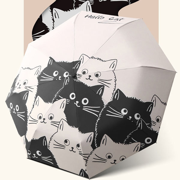 Cat UV Protection Portable Umbrella - Adorable Cat Design - Full UV Shielding