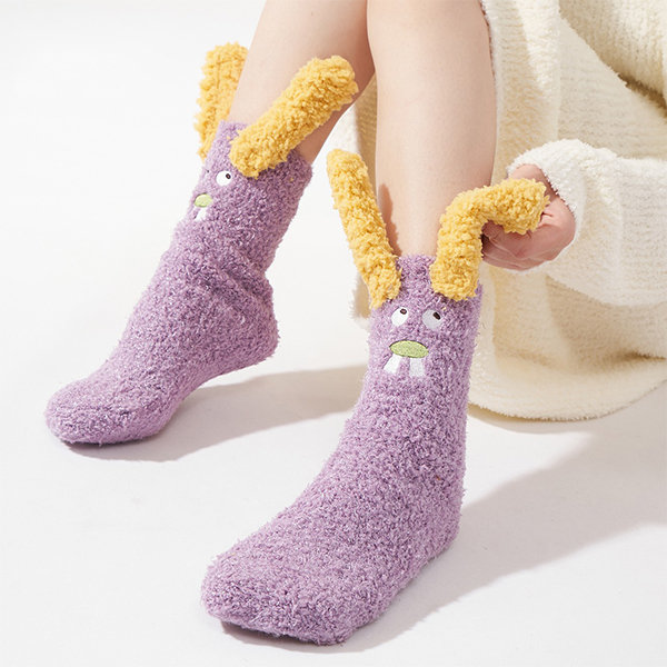 Whimsical Cute Plush Socks - Green - White - Blue - 8 Colors