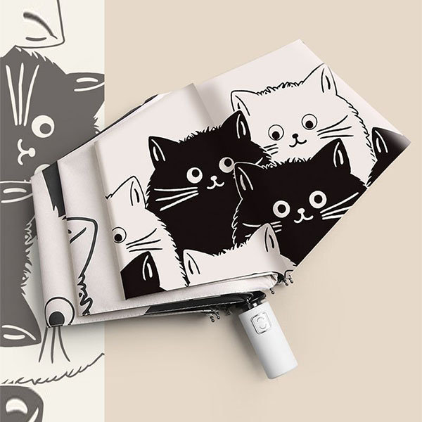Cat UV Protection Portable Umbrella - Adorable Cat Design - Full UV Shielding