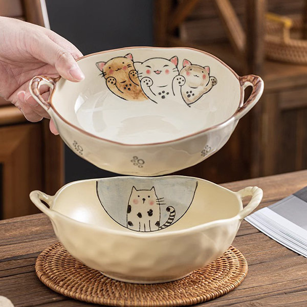 High quality home decoration cute colorful double ear ceramic soup