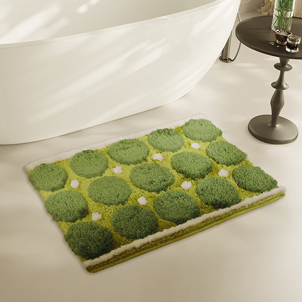 Polka Dot Absorbent Bathroom Mat - Ultra-Absorbent Plush - Vibrant Green  Tones from Apollo Box