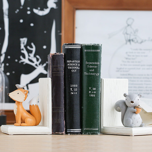 Woodland Friends Bookends - Fox - Squirrel - Sturdy And Decorative Support For Books