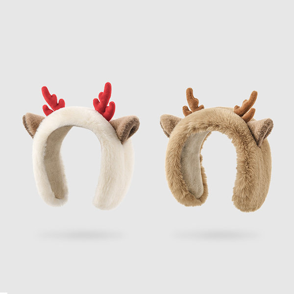 Reindeer Antler Headband Earmuffs - Polyester