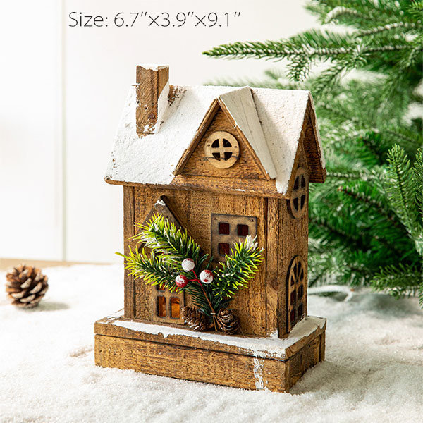 Christmas Luminous Wooden House Christmas Decorations for Home DIY