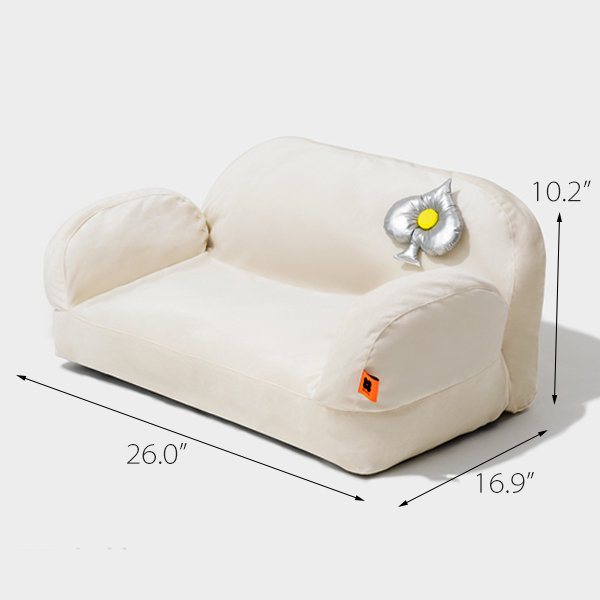 Sofa Shaped Cat Bed - With Rabbit Ears - Plush - White - 3 Sizes - ApolloBox