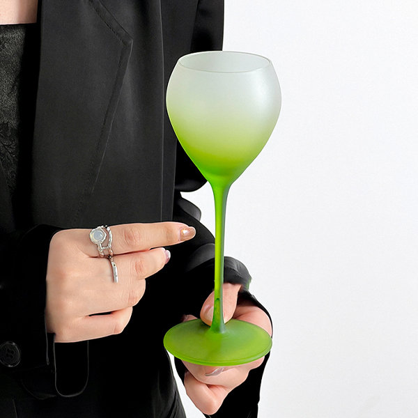 Frosted Green Ombre Stemware - Glass - Unique Frosted Finish from Apollo Box