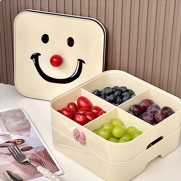 Smiley Face Snack Box - Plastic - Cheerful Countertop Companion - ApolloBox