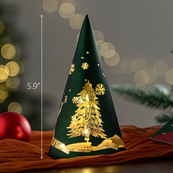 Illuminated Christmas Tree Cone Night Lights - Red - Green - Black -  Festive Color Variety from Apollo Box