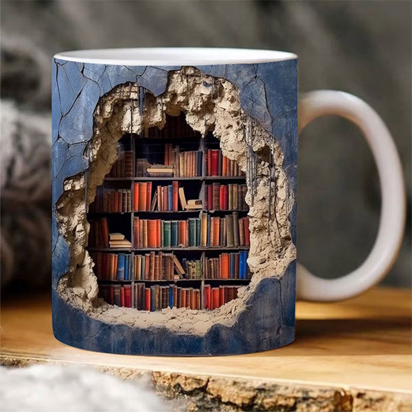 Novel Nook Bookshelf Mug - Sip and Unwind - A Reader's Retreat