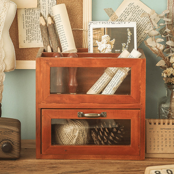 Vintage Desktop Organizer Cabinet - Timeless Elegance For Your Space