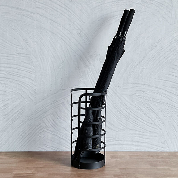 Modern Black Umbrella Stand - Iron - Elegant Hollow-Out Design - ApolloBox