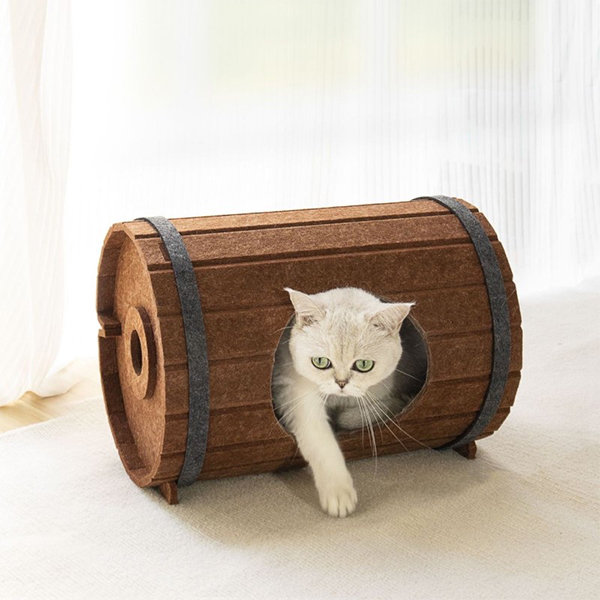 Barrel-Shaped Cat House - Winter Warmth - Enclosed Felt Structure