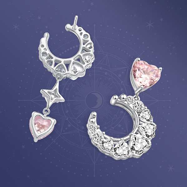 Lunar Love Earrings - Celestial Romance - Moonlit Grace