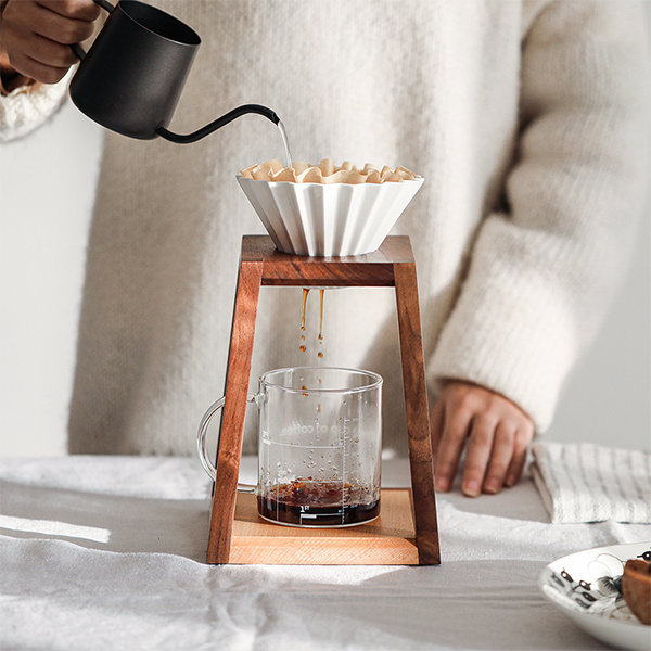 Solid Wood Coffee Dripper Stand - Brewed Beauty - Geometric Java Platform  from Apollo Box