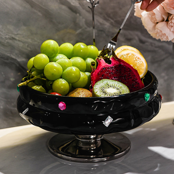 Jewel-Encrusted Pedestal Fruit Plate - Romantic Fashion - Versatile For Any Setting