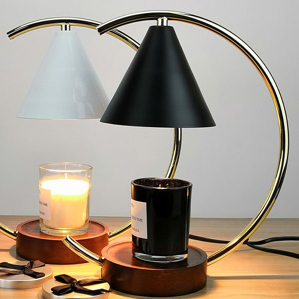 Crescent Moon Candle Melting Lamp - Adjustable Light - Iron And Wood