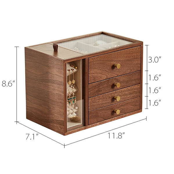 Ivory Double Layer Travel Jewelry Box with Necklace Storage, Ring Storage,  and Mirror - ACC088B