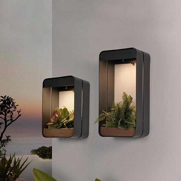 Outdoor Planter Wall Lamp - Solar Powered - Botanical Elegance - Ambient Lighting