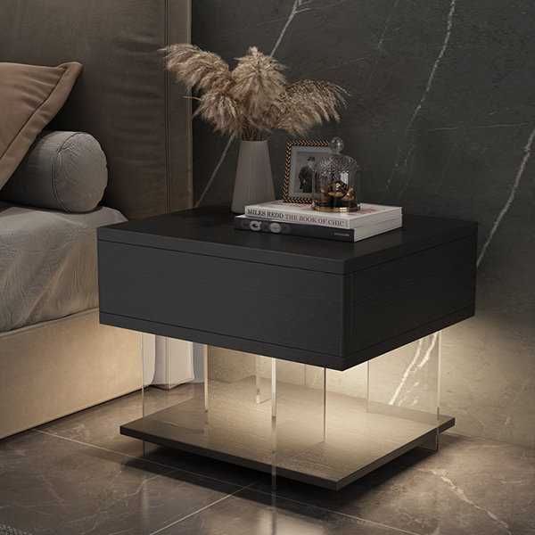 Advanced  Bedroom Nightstand with LED Light - Sleek and Sturdy
