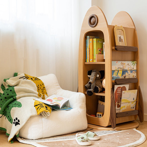 Wooden Rocketship Revolving Bookshelf - Space-Saving Swivel Design - Ample  Storage - 1ST Missing Piece