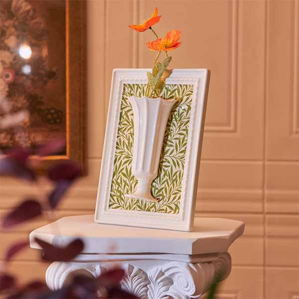 Willow Branch Picture Frame With Vase Decor - Embossed Artwork