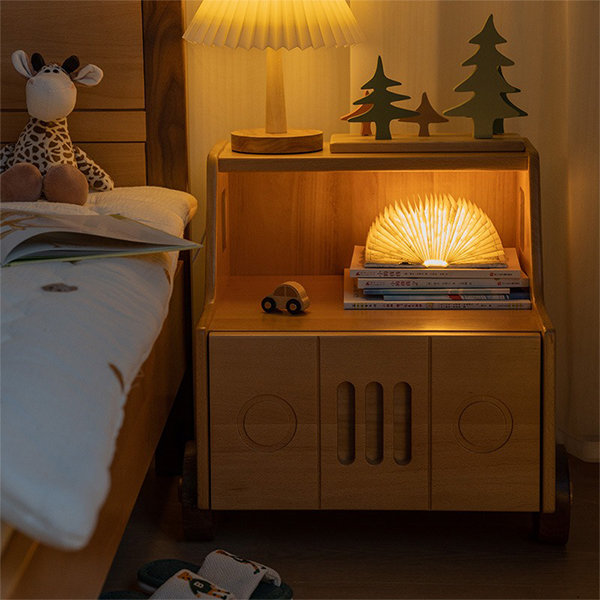Premium Photo  Bedside table wooden with baby proofing cabinet
